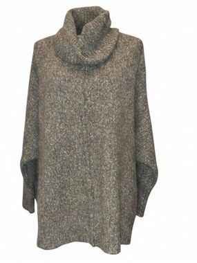 RUBY MOON Chunky Cowlneck Oversized Sweater in Gray Size Medium